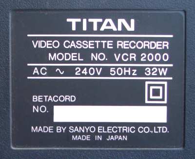 VCR 2000 label